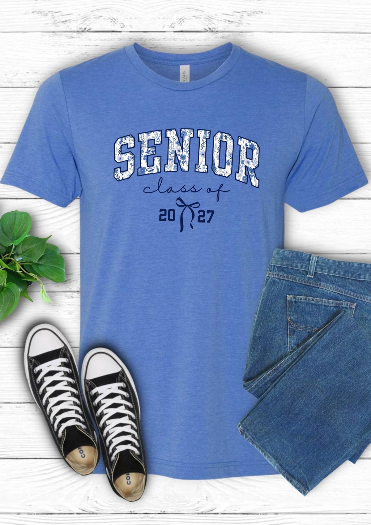 Senior Class of 2027 Vintage Tee — "SENIOR" Arc with Handwritten "class of 2027"