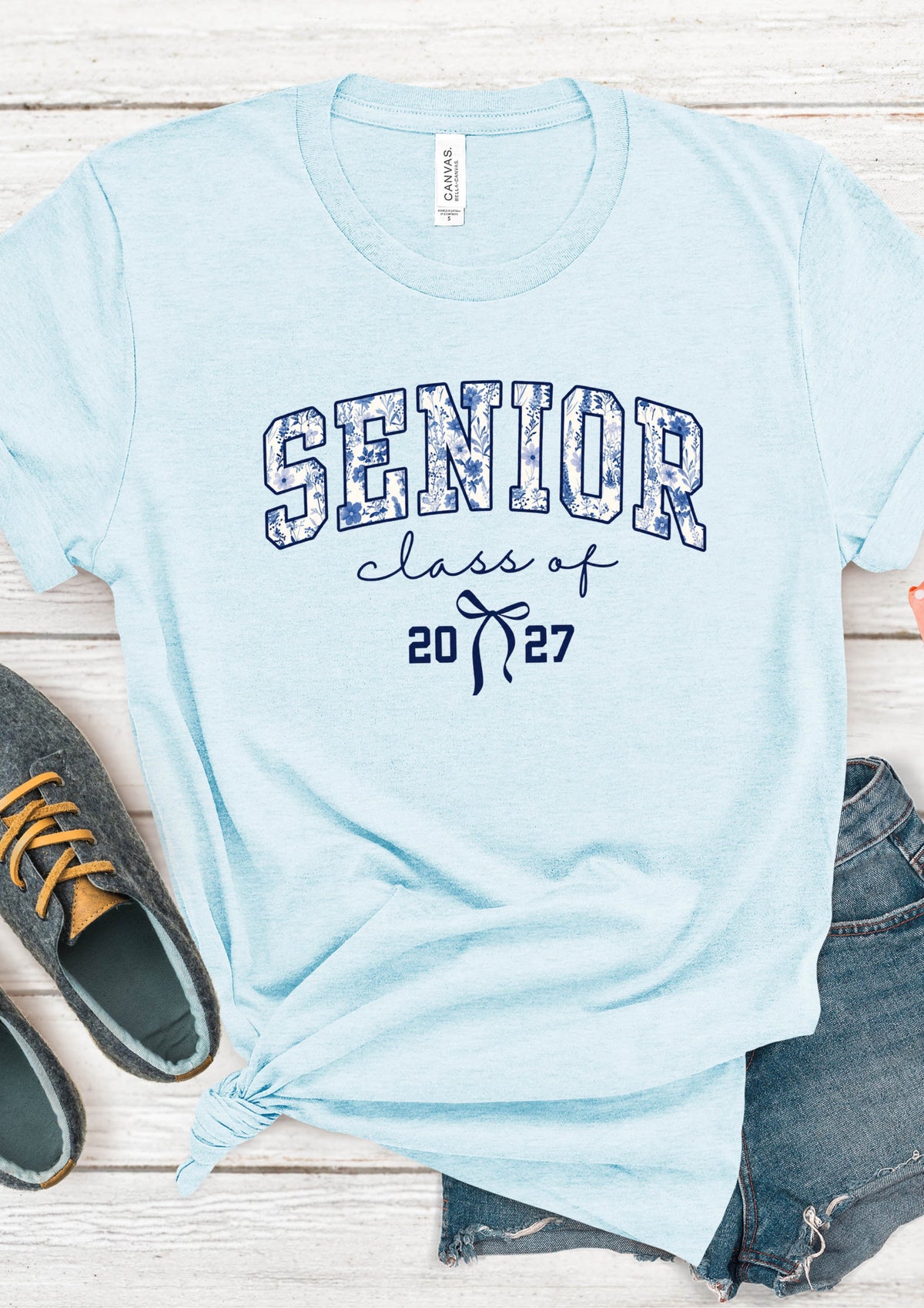 Senior Class of 2027 Vintage Tee — "SENIOR" Arc with Handwritten "class of 2027"