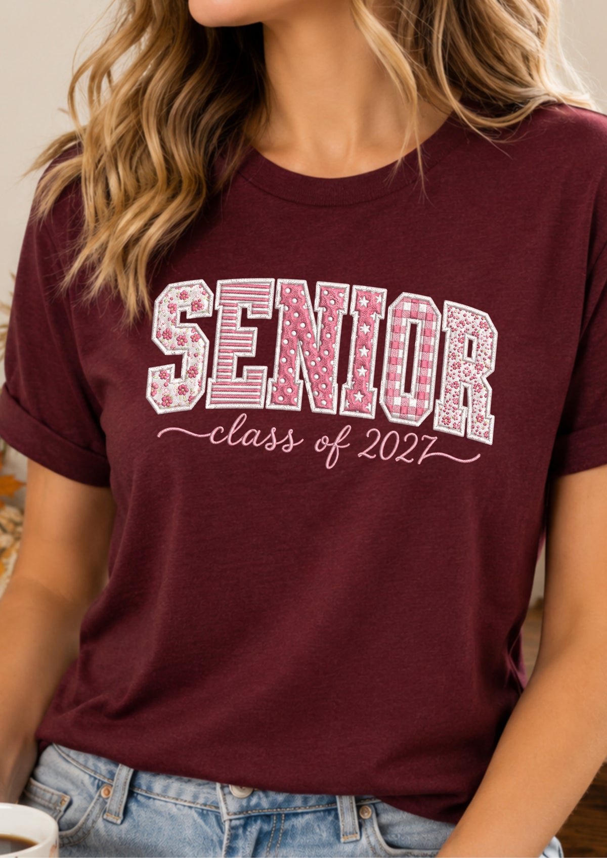 Senior Class of 2027 Patchwork Floral Tee