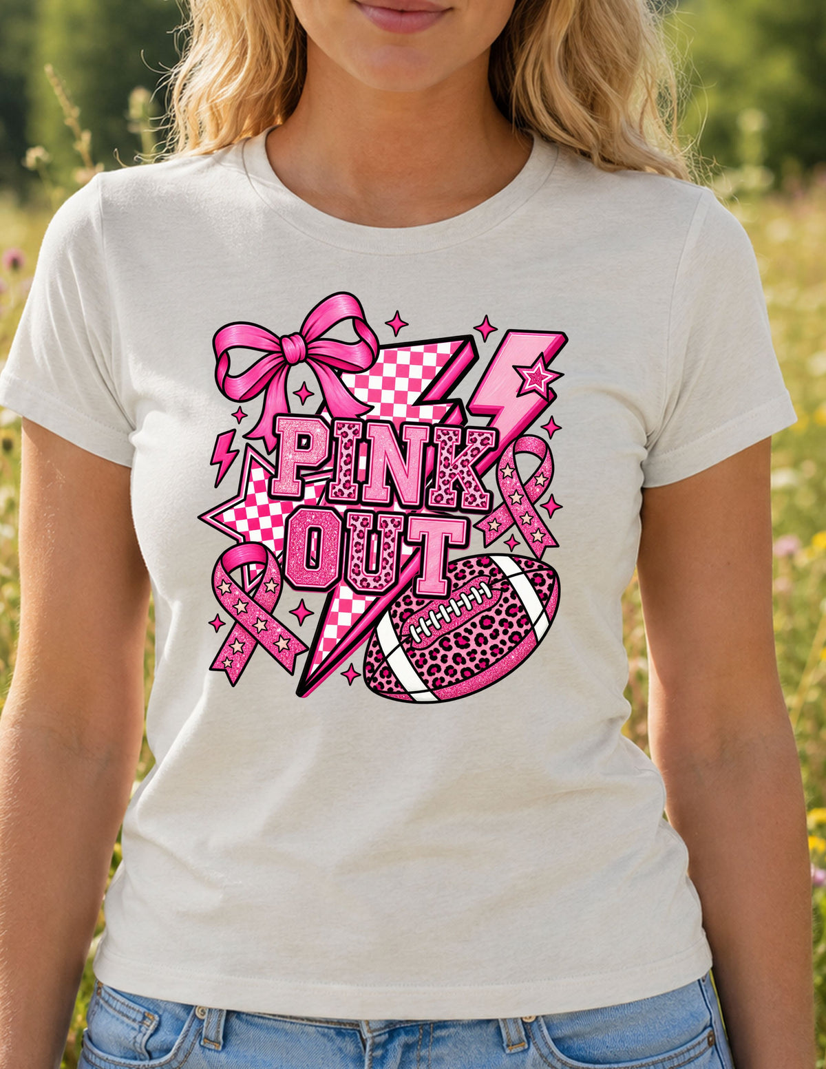 Pink Out Football T‑Shirt – Breast Cancer Awareness Game Day Tee