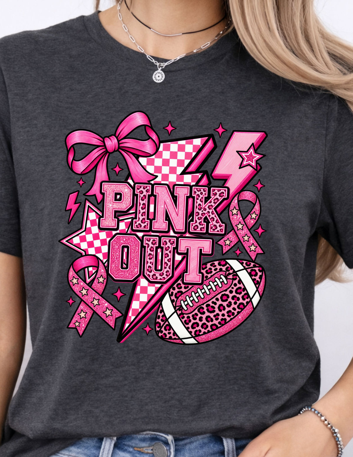 Pink Out Football T‑Shirt – Breast Cancer Awareness Game Day Tee