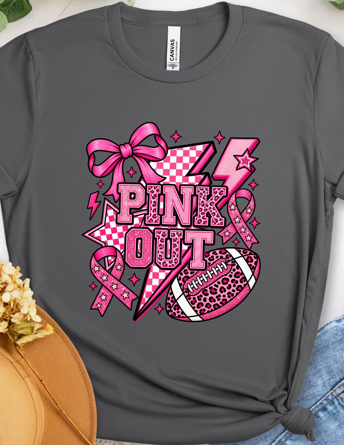 Pink Out Football T‑Shirt – Breast Cancer Awareness Game Day Tee