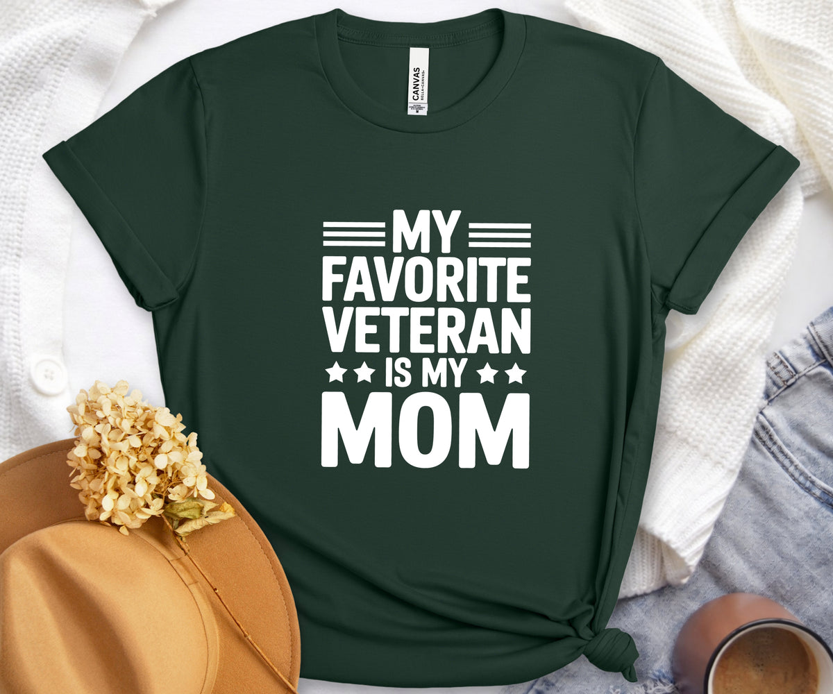 favorite veteran mom shirt, forest green, green