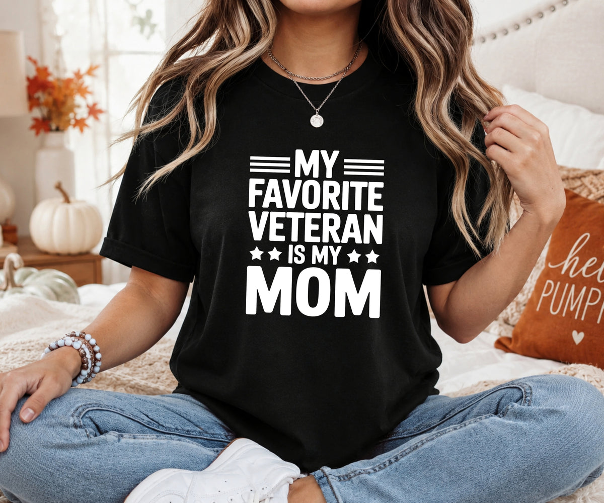 favorite veteran mom shirt, black