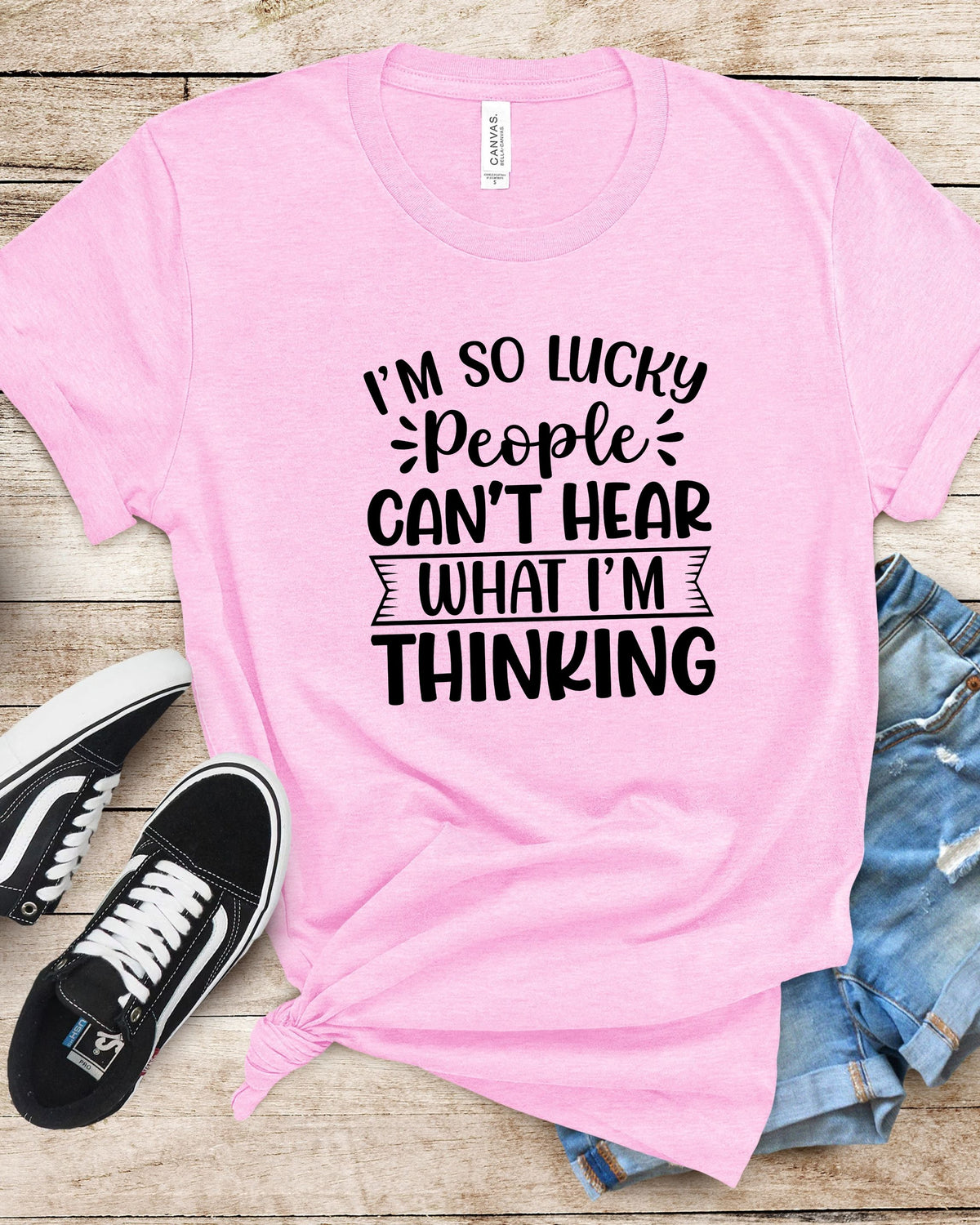Lucky People Can’t Hear My Thoughts Funny Graphic Tee